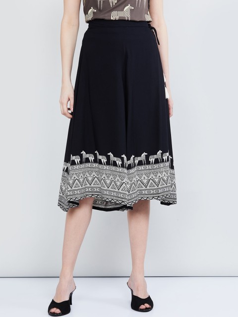 

max Women Black Solid Flared Palazzos
