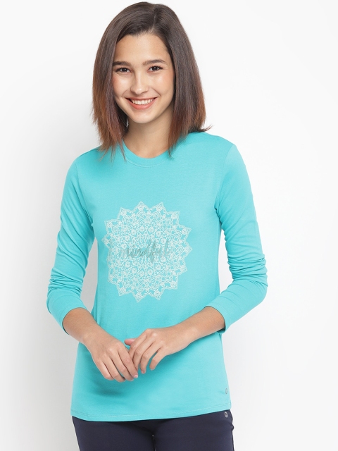 

Enamor Women Blue Printed Round Neck Lounge T-shirt