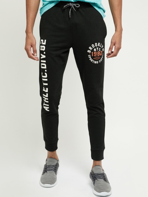 max Men Charcoal Grey Printed Joggers