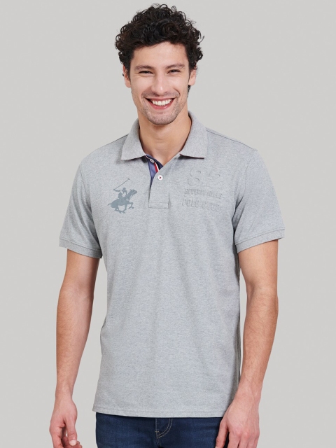 

Beverly Hills Polo Club Men Grey Solid Polo Collar T-shirt