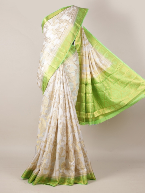 

Pothys Cream-Coloured Printed Jute Silk Saree