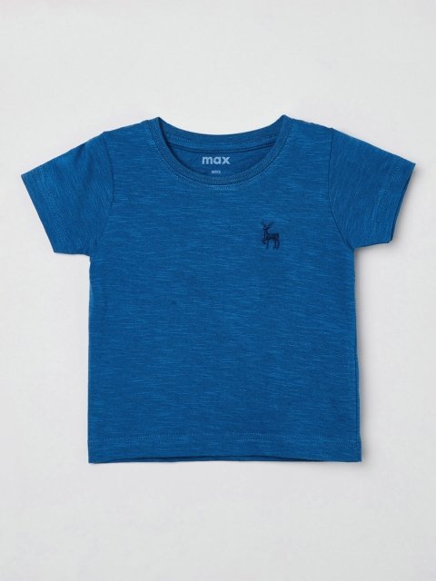 

max Boys Blue Solid Round Neck T-shirt