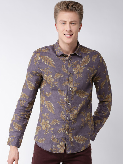 

Celio Men Brown & Purple Slim Fit Printed Casual Shirt