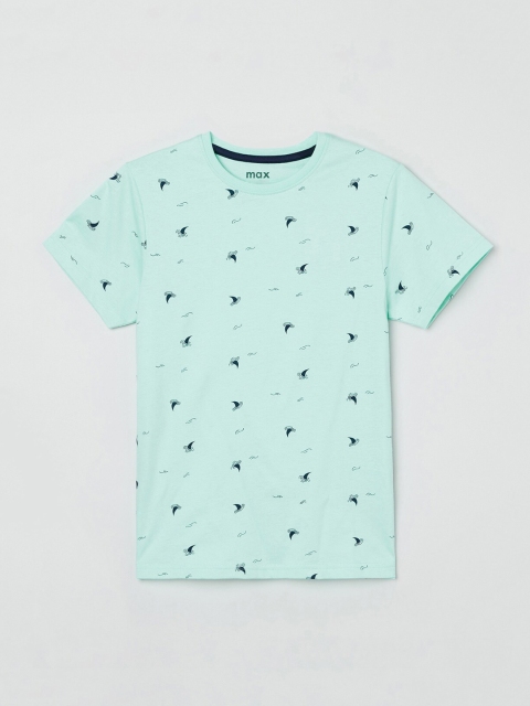 

max Boys Green Printed Round Neck T-shirt