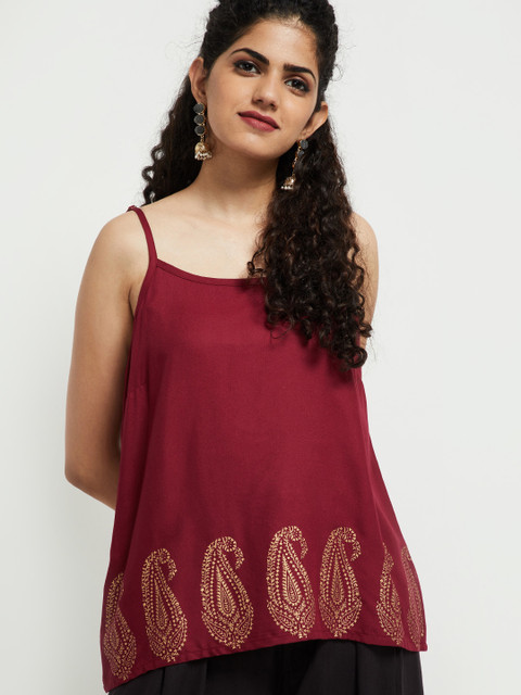 

max Women Red Printed A-Line Top