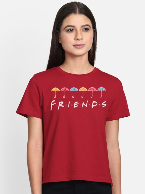 

Free Authority Women Red FRIENDS Print Tshirt