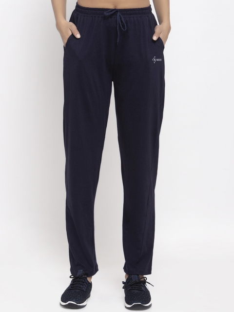 

NEUDIS Women Navy Blue Solid Slim-Fit Track Pants