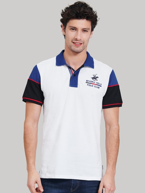 

Beverly Hills Polo Club Men White Printed Polo Collar T-shirt