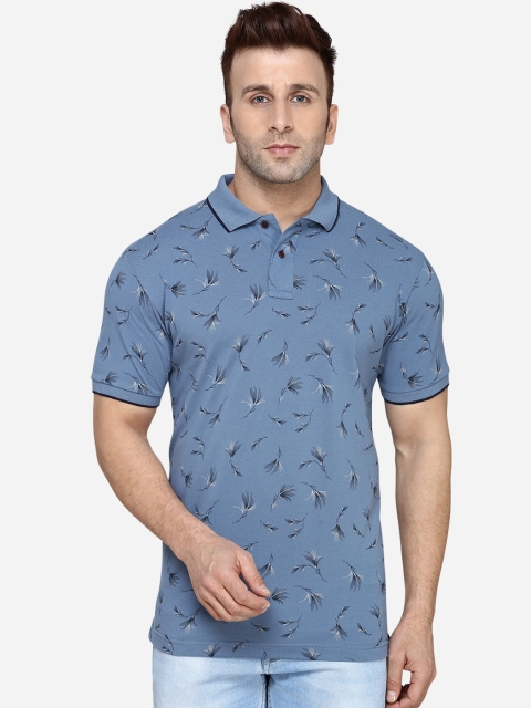 

Greenfibre Men Blue Printed Polo Collar T-shirt