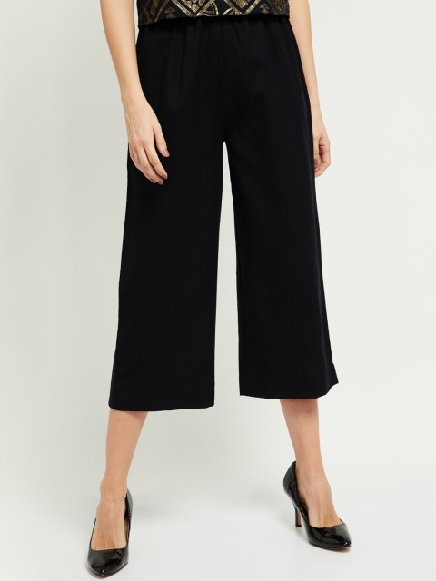 

max Women Black Solid Straight Palazzos
