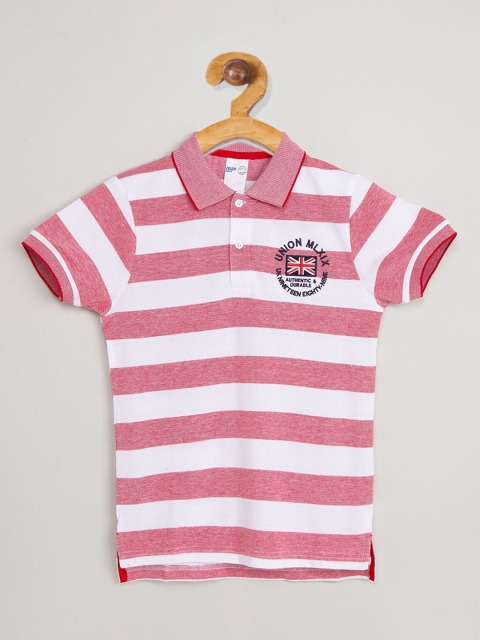

max Boys Red Striped Polo Collar T-shirt