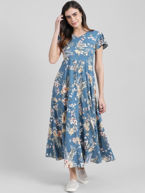 

Zink London Women Blue Floral Printed Maxi Dress