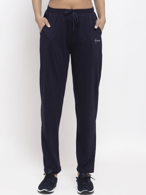 

NEUDIS Women Navy Blue Solid Slim-Fit Track Pants