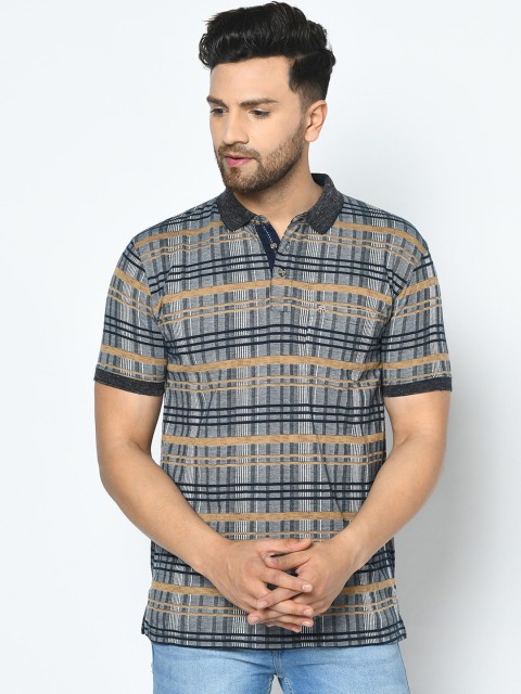 

Duke Men Blue Printed Polo Collar T-shirt
