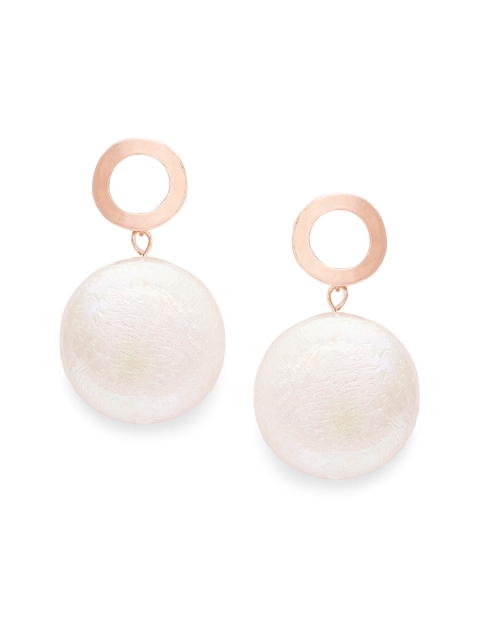 

Globus Rose Gold-Plated & Off-White Contemporary Drop Earrings