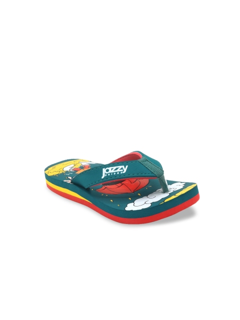 

Jazzy Juniors Boys Green & Red Printed Thong Flip-Flops