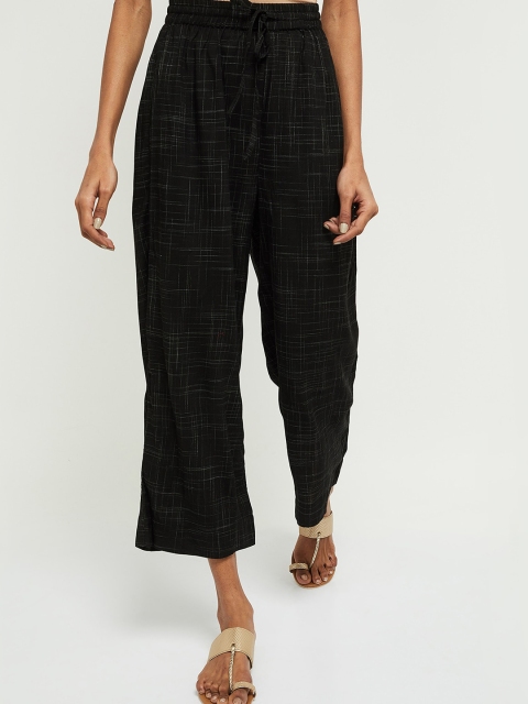 

max Women Black Printed Straight Palazzos