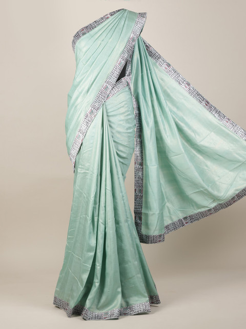 

Pothys Green Solid Jute Silk Saree