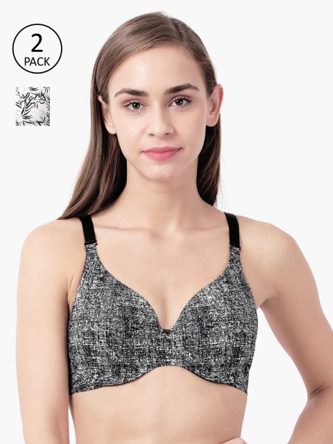

shyaway Black & Grey Set of 2 Self Design Everyday Bra shy-com-21