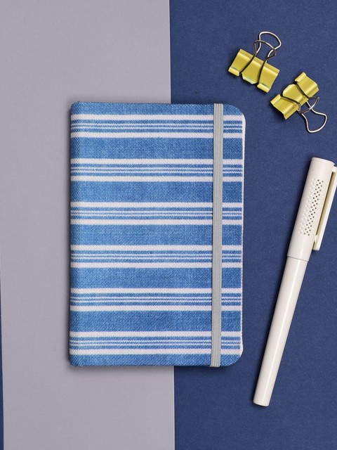 

Doodle Blue & White Striped Notebook