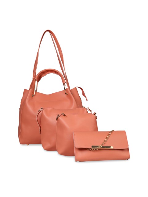 

LEGAL BRIBE Peach-Coloured Set of 4 Solid Shoulder Bag