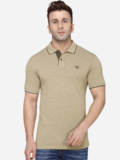 

Greenfibre Men Brown Solid Polo Collar T-shirt