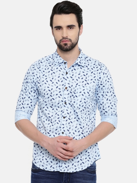 

IMYOUNG Men Blue Slim Fit Printed Casual Shirt