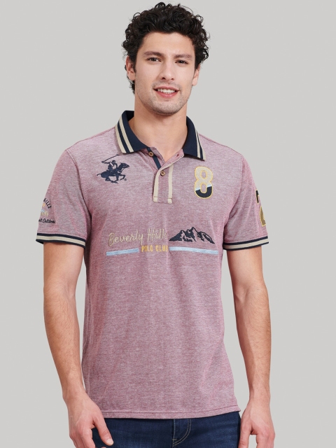

Beverly Hills Polo Club Men Maroon Printed Polo Collar T-shirt