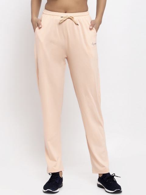 

NEUDIS Women Peach-Coloured Solid Slim-Fit Track Pants