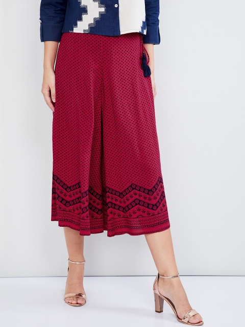 

max Women Pink Printed Flared Palazzos