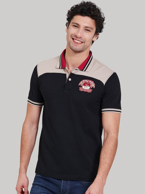 

Beverly Hills Polo Club Men Black Colourblocked Polo Collar T-shirt