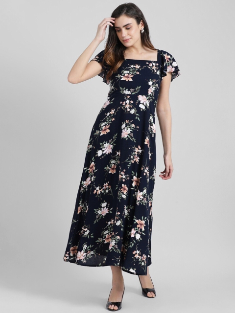 

Zink London Women Navy Blue Printed Maxi Dress