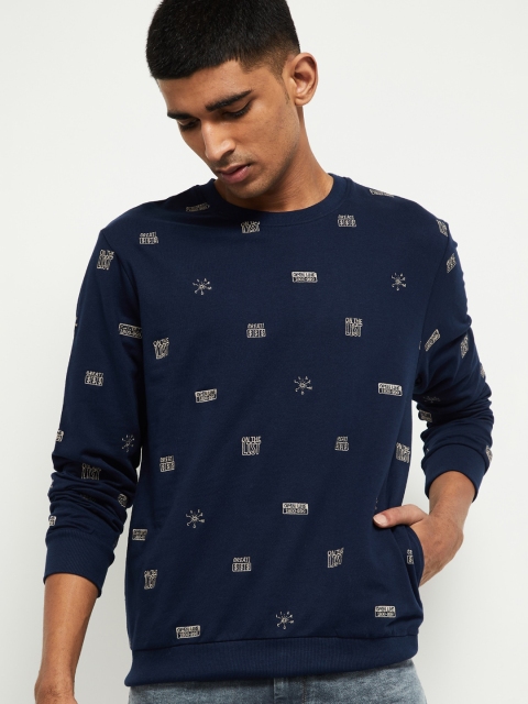 

max Men Blue Printed Sweatshirt