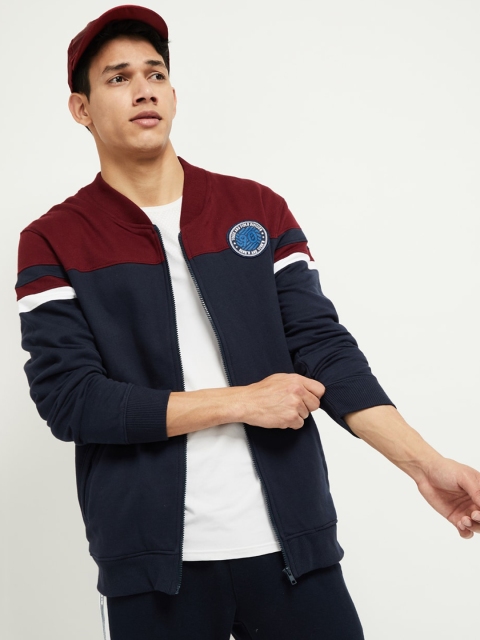 

max Men Blue & Red Colourblocked Sweatshirt