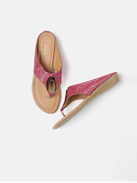 

Biba Women Pink Woven Design Comfort Heels