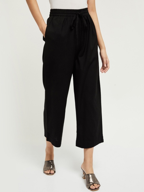 

max Women Black Regular Fit Solid Culottes
