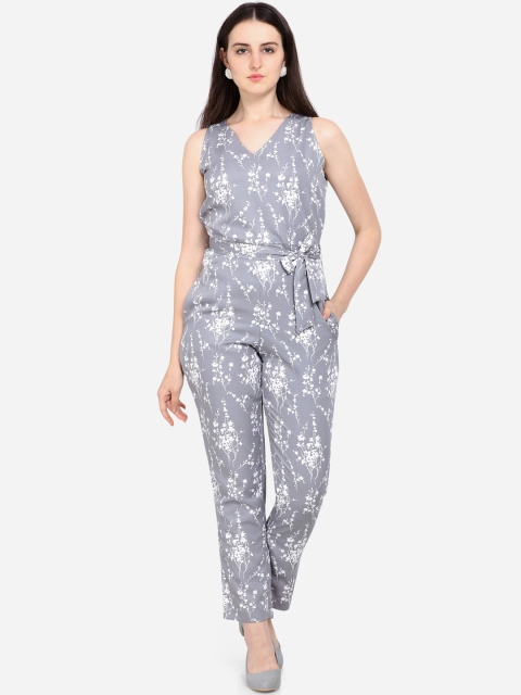 

Yuvraah Women Grey & White Printed Basic Jumpsuit