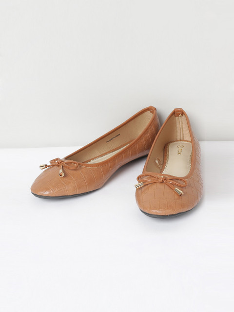 

max Women Tan Brown Solid PU Ballerinas