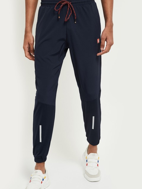 

max Men Navy Blue Solid Joggers