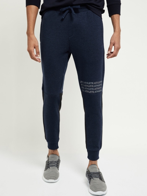 

max Men Navy Blue & Grey Colourblocked Joggers