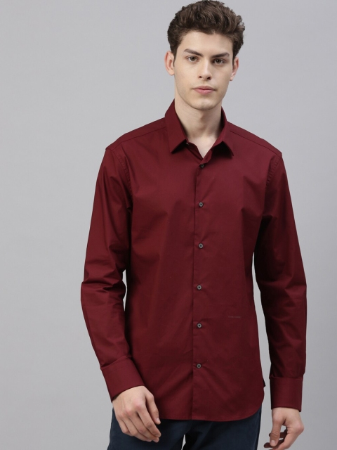 

RARE RABBIT Men Maroon Tailored Fit Solid Casual Shirt