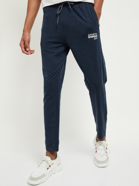 

max Men Blue Solid Track Pants