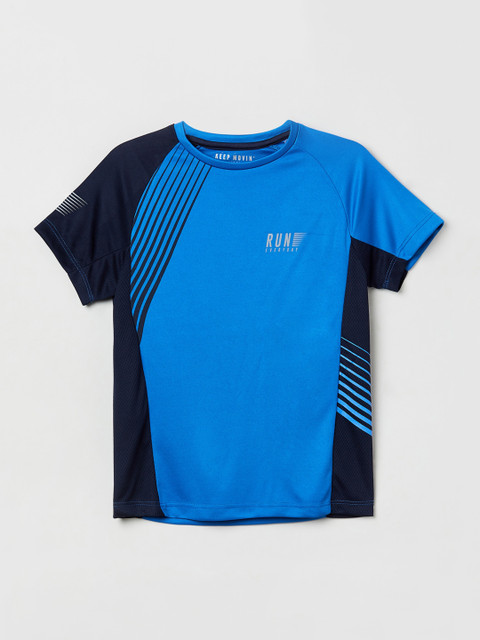 

max Boys Blue Solid Round Neck T-shirt