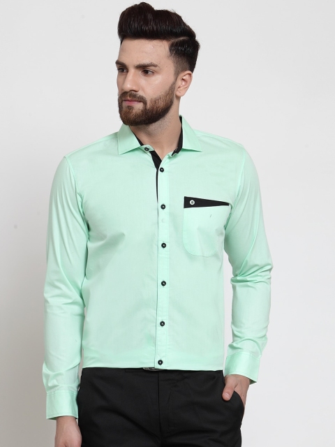 

Purple State Men Green Slim Fit Solid Semiformal Shirt