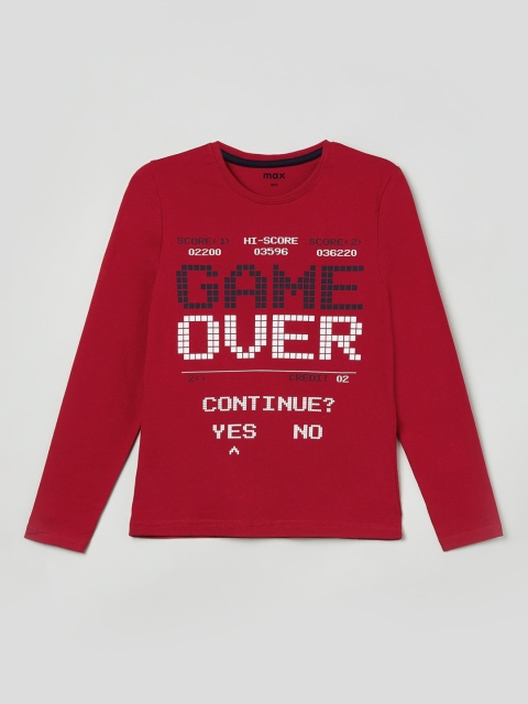 

max Boys Red Printed Round Neck T-shirt