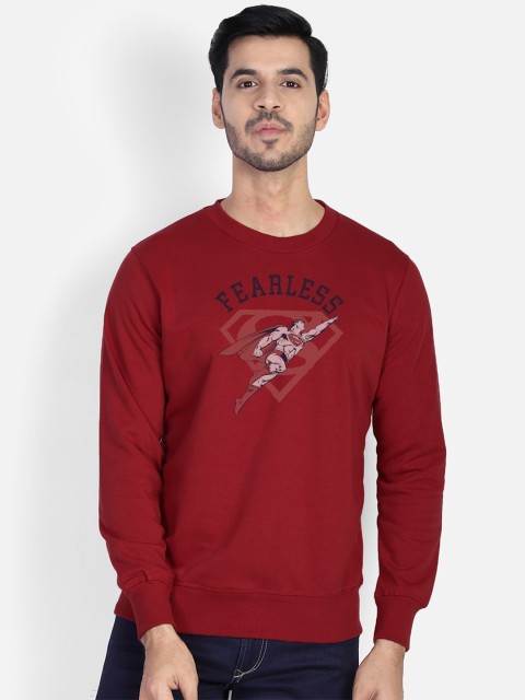 

Free Authority Men Red & Navy Blue Superman Print Sweatshirt