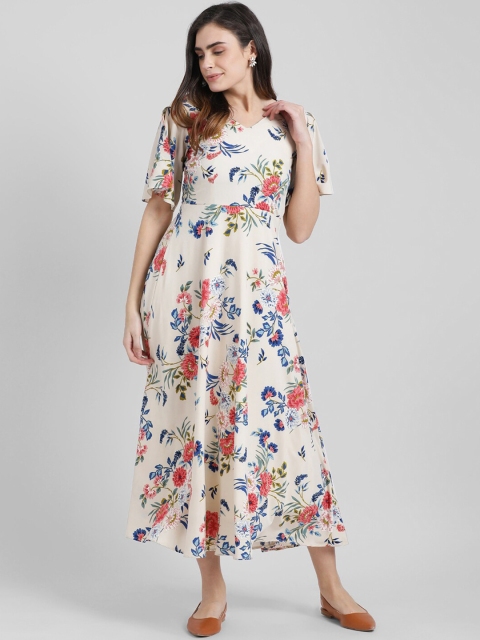 

Zink London Women Beige Printed Fit and Flare Dress