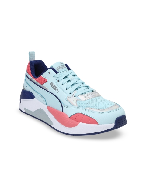 

Puma Women Turquoise Blue X-Ray Square Iri Woven Design Sneakers
