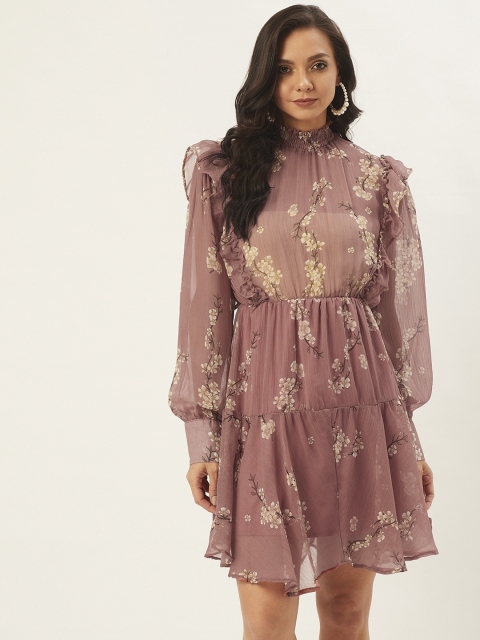 

ANVI Be Yourself Women Pink Printed Fit and Flare Dress