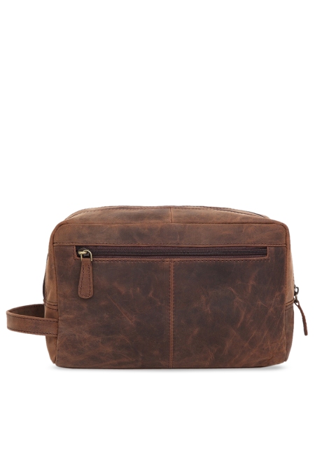 

WildHorn Men Brown Solid Leather Toiletry Bag